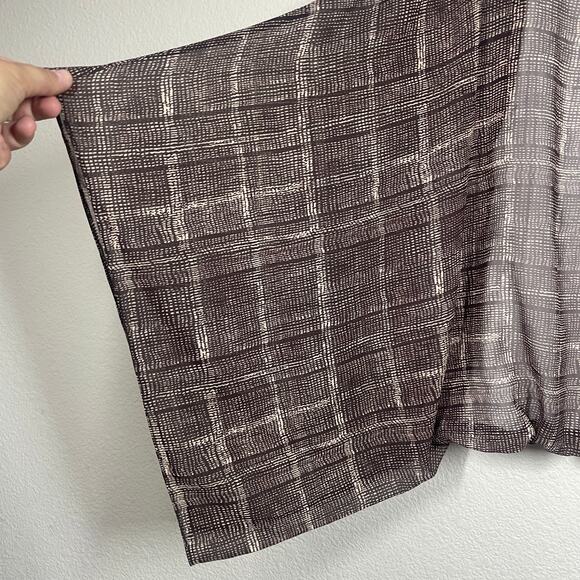 Lola & Sophie New York Medium Plaid Dolman Top Brown Cold Shoulder Crew Neck - Picture 4 of 8